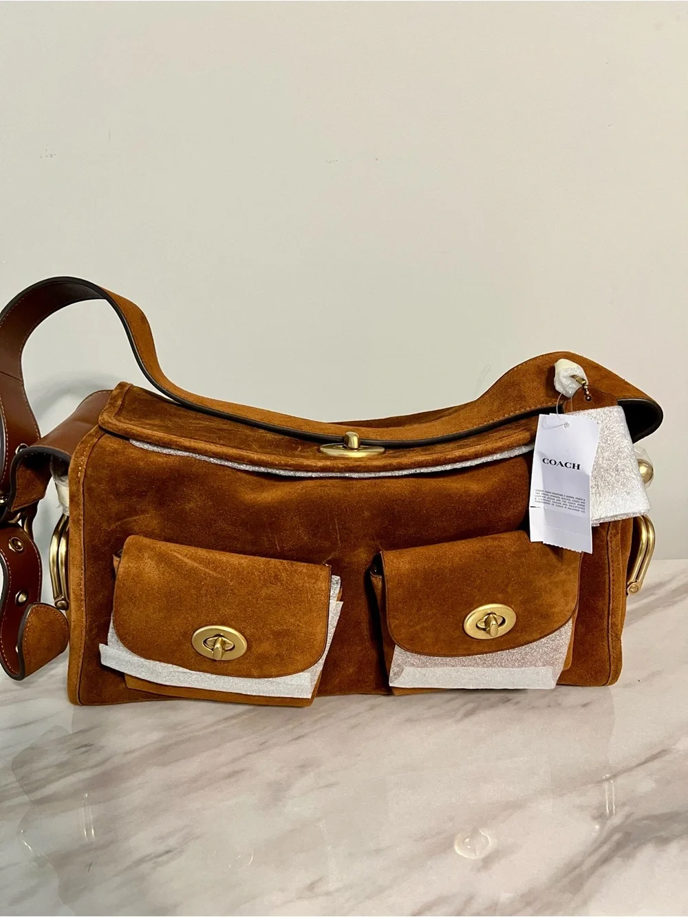 BNWT COACH BROWN SUEDE HAVERSCK